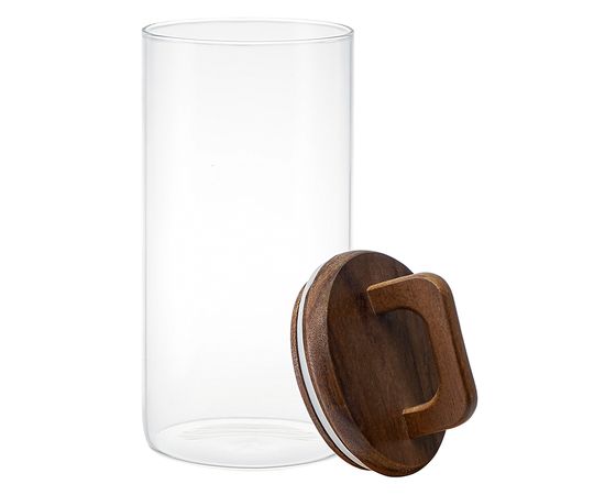 Банка для хранения стеклянная с крышкой из акации Hanle, 1,4 л, Liberty Jones, фото , изображение 2