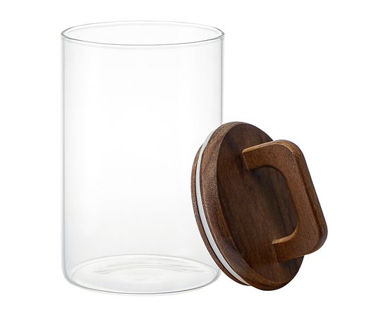 Банка для хранения стеклянная с крышкой из акации Hanle, 1,1 л, Liberty Jones, фото , изображение 2