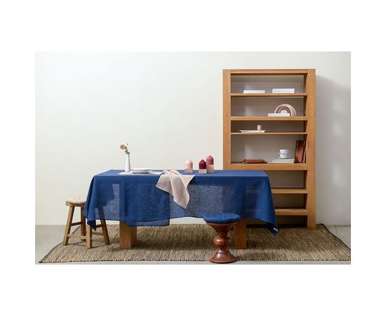 Скатерть из стираного льна синего цвета из коллекции Essential, 170х170 см, Tkano, фото , изображение 5