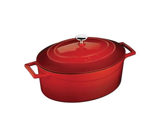 Кастрюля овальная чугунная эмалированная красная с крышкой, 21x27 см, 4 л, LAVA, фото  Кастрюля овальная чугунная эмалированная красная с крышкой, 21x27 см, 4 л, LAVA, фото