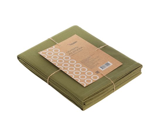Скатерть из хлопка оливкового цвета из коллекции Essential, 170х170 см, Tkano, фото , изображение 5