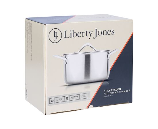 Кастрюля с крышкой 3Ply Etalon, d 24 см, 6 л, Liberty Jones, фото , изображение 14