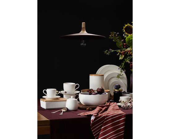 Масленка с крышкой из каучукового дерева Soft Ripples, Dual Glazing, Liberty Jones, фото , изображение 2