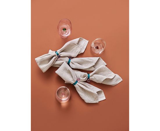 Набор из 4 колец для салфеток Orb, d 4 см, бирюзовые/розовые, Liberty Jones, фото , изображение 2