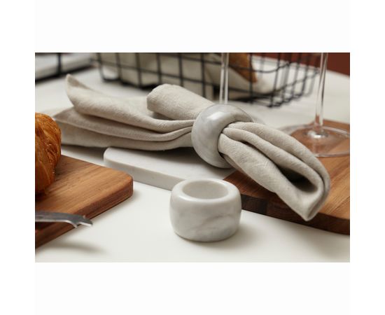 Набор колец для салфеток Marm, d 5 см, белый мрамор, 2 шт., Liberty Jones, фото , изображение 12