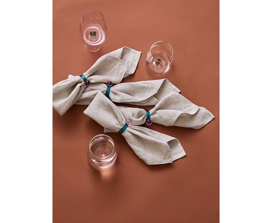 Набор из 4 колец для салфеток Orb, d 4 см, бирюзовые/розовые, Liberty Jones, фото , изображение 4