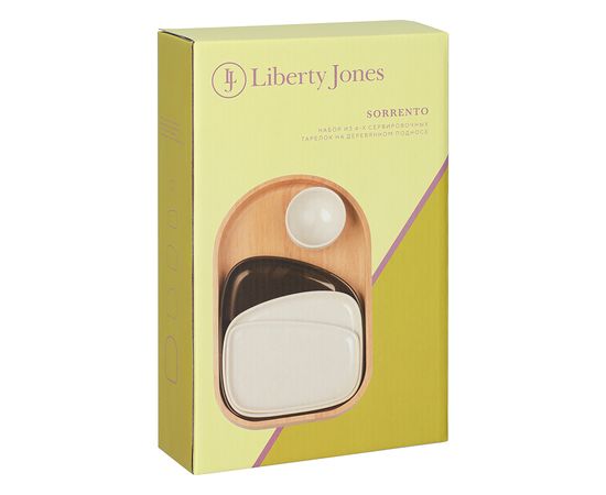 Набор из 4-х сервировочных тарелок на деревянном подносе Sorrento, Liberty Jones, фото , изображение 8