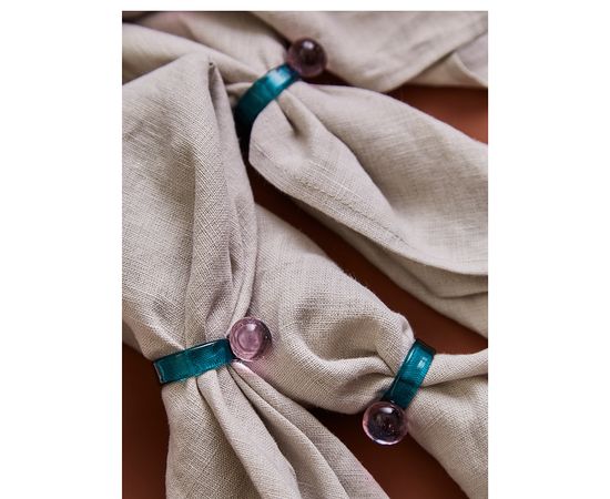 Набор из 4 колец для салфеток Orb, d 4 см, бирюзовые/розовые, Liberty Jones, фото , изображение 6