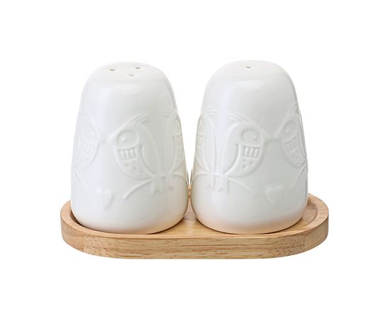 Набор для соли и перца Birds of Paradise на деревянной подставке, Liberty Jones, фото 