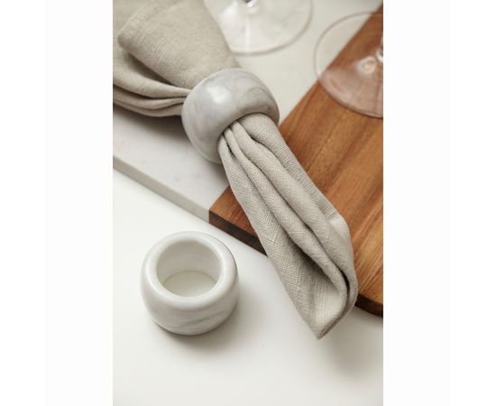 Набор колец для салфеток Marm, d 5 см, белый мрамор, 2 шт., Liberty Jones, фото , изображение 4