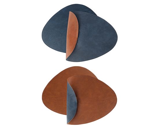 Набор из 4-х двухсторонних сервировочных салфеток Drop, 33х41 см, синий/коричневый, Liberty Jones, фото 