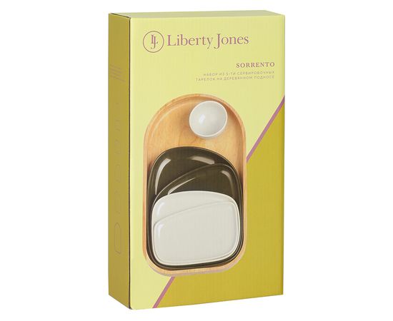 Набор из 5-ти сервировочных тарелок на деревянном подносе Sorrento, Liberty Jones, фото , изображение 9