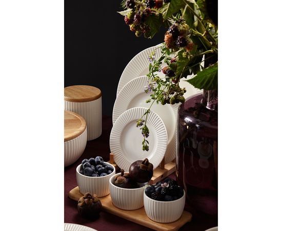 Набор из 3 чаш на деревянной подставке Soft Ripples, Dual Glazing, 200 мл, Liberty Jones, фото , изображение 3