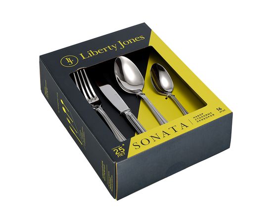 Набор столовых приборов Sonata, серебристые, 16 пред., Liberty Jones, фото , изображение 6