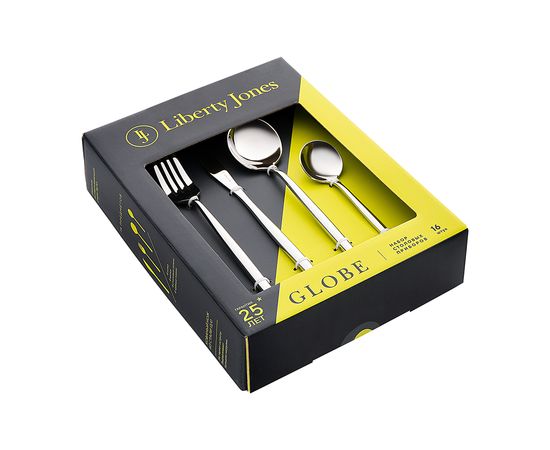Набор столовых приборов Globe, серебристые, 16 пред., Liberty Jones, фото , изображение 16