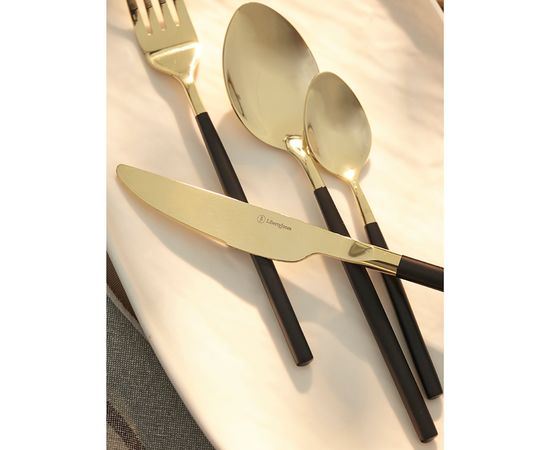 Набор столовых приборов Duality, золотистые, 16 пред., Liberty Jones, фото , изображение 6