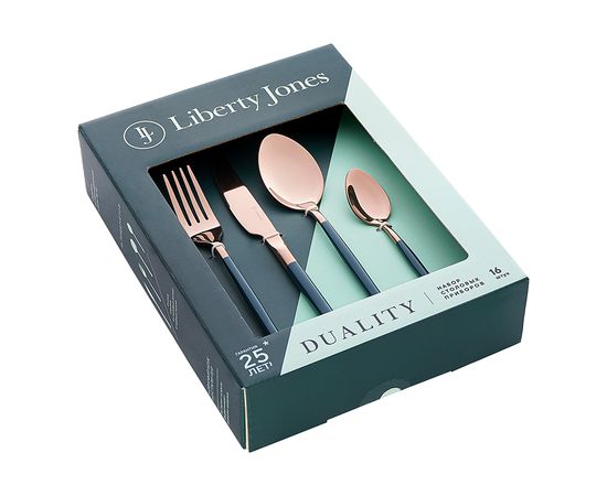 Набор столовых приборов Duality, розовое золото, 16 пред., Liberty Jones, фото , изображение 11