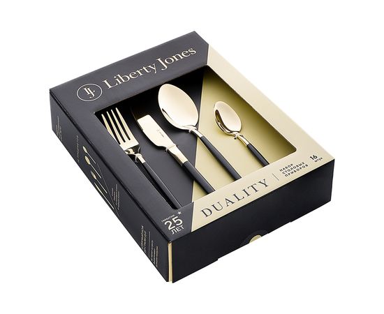 Набор столовых приборов Duality, золотистые, 16 пред., Liberty Jones, фото , изображение 14