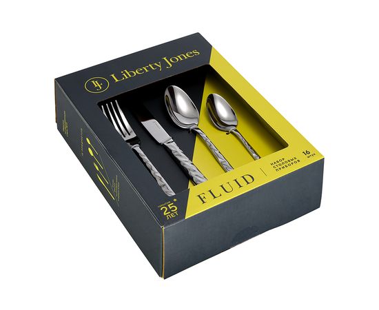 Набор столовых приборов Fluid, серебристые, 16 пред., Liberty Jones, фото , изображение 6