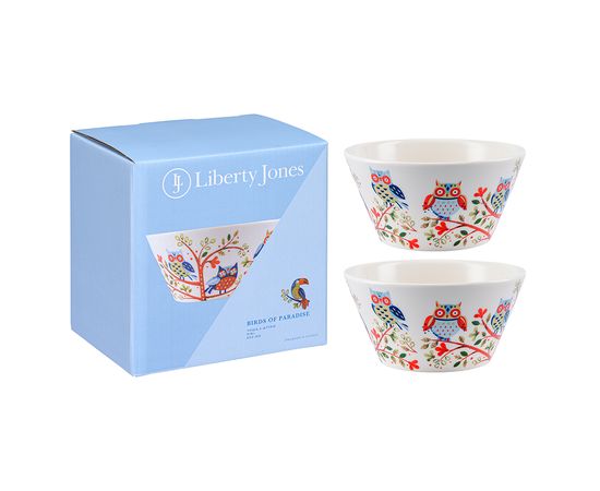 Набор чаш Owl из коллекции Birds of Paradise в подарочной упаковке, 450 мл, 2 шт., Liberty Jones, фото 