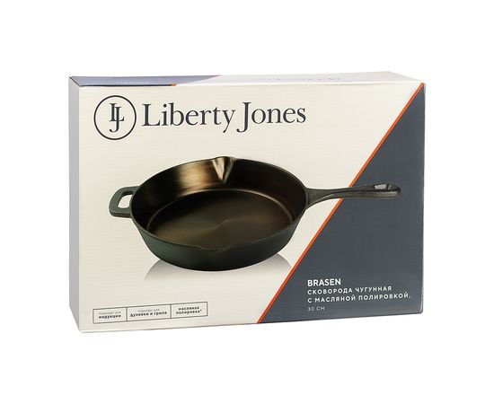 Сковорода чугунная Brasen с масляной полировкой, d 30 см, Liberty Jones, фото , изображение 9