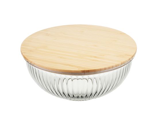 Чаша стеклянная с бамбуковой крышкой Harmy, 2 л, Liberty Jones, фото 