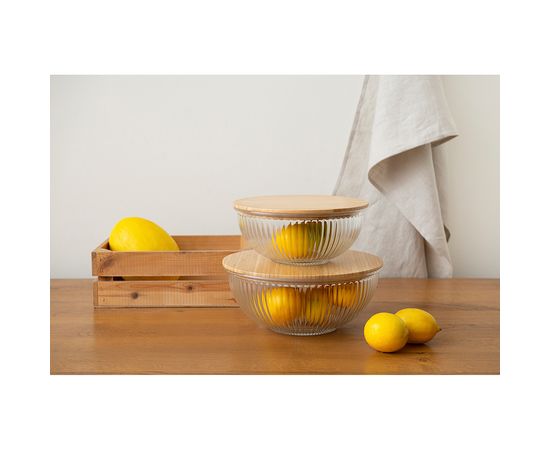 Чаша стеклянная с бамбуковой крышкой Harmy, 3,5 л, Liberty Jones, фото , изображение 5