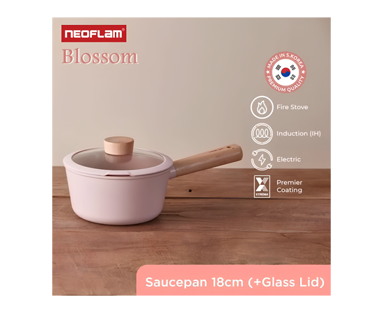 Ковш со стеклянной крышкой для индукционных плит Blossom 18 см, Neoflam, фото 