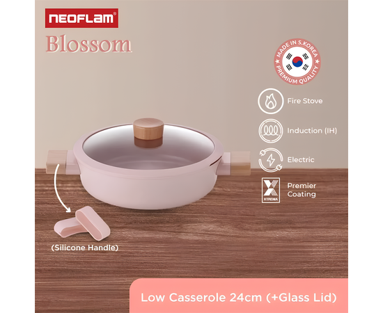 Жаровня со стеклянной крышкой для индукционных плит Blossom, 24 см, Neoflam, фото 