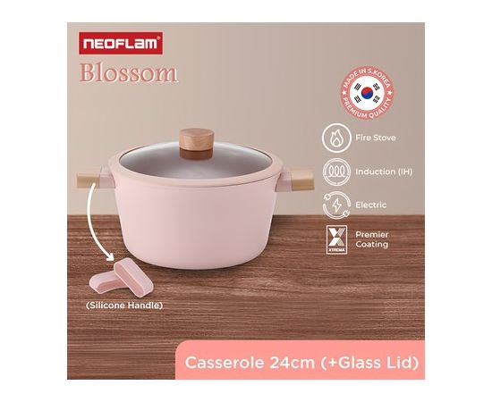Кастрюля со стеклянной крышкой для индукционных плит Blossom 24 см, Neoflam, фото 