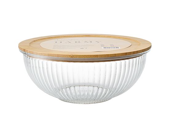 Чаша стеклянная с бамбуковой крышкой Harmy, 3,5 л, Liberty Jones, фото , изображение 2