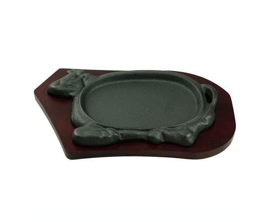 Сковорода чугунная, "Корова" на деревянной подставке 28*16 cм, P.L. Proff Cuisine, фото 