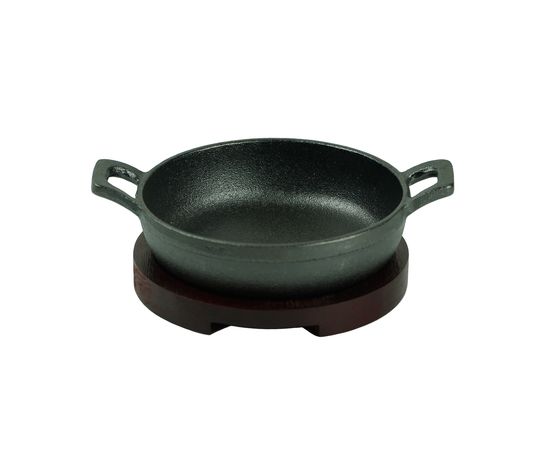 Сковорода чугунная на деревянной подставке d=12 cм, P.L. Proff Cuisine, фото 