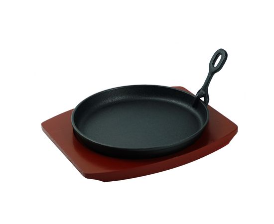 Сковорода чугунная  на деревянной подставке d=22 cм, P.L. Proff Cuisine, фото 