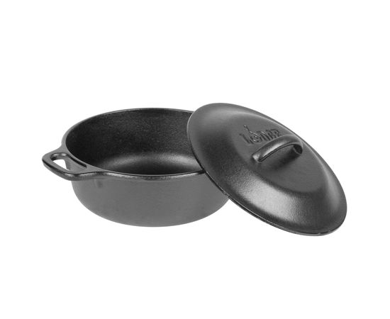 Кастрюля с крышкой 21 см, 1.8 л, черная, чугун, Lodge, фото , изображение 3