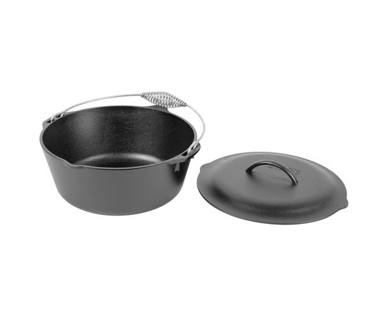 Казан с проволочной рукояткой, 30 см, 6 л, черный, чугун, Lodge, фото , изображение 2