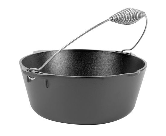 Казан с проволочной рукояткой, 30 см, 6 л, черный, чугун, Lodge, фото , изображение 3