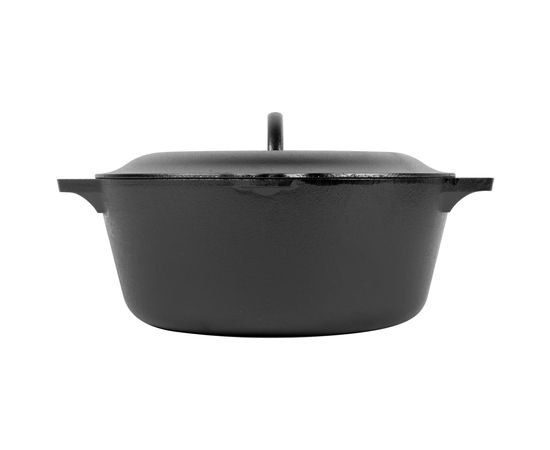 Кастрюля с крышкой 31 см, 6.6 л, черная, чугун, Lodge, фото , изображение 2