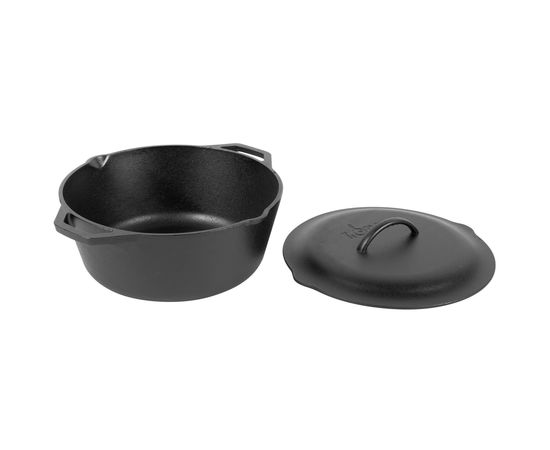 Кастрюля с крышкой 31 см, 6.6 л, черная, чугун, Lodge, фото , изображение 3