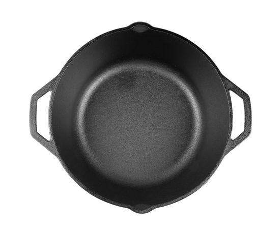 Кастрюля с крышкой 31 см, 6.6 л, черная, чугун, Lodge, фото , изображение 4