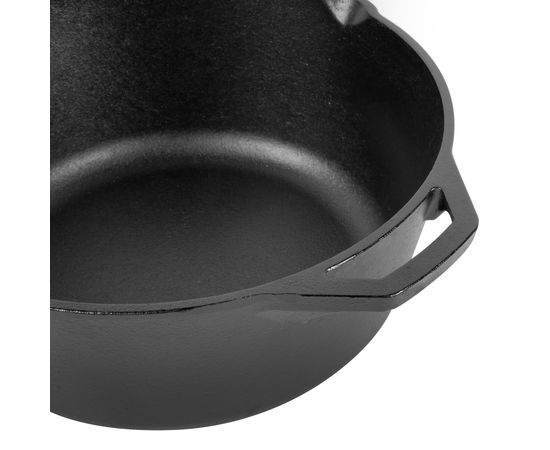 Кастрюля с крышкой 31 см, 6.6 л, черная, чугун, Lodge, фото , изображение 5