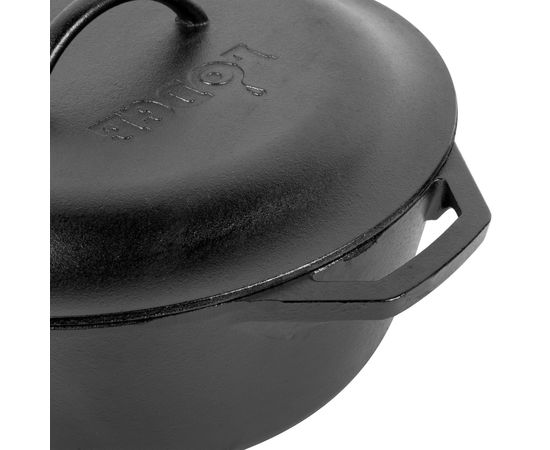 Кастрюля с крышкой 31 см, 6.6 л, черная, чугун, Lodge, фото , изображение 8
