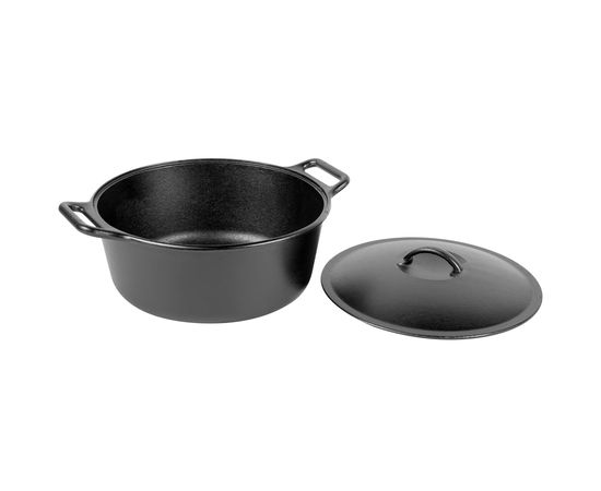 Кастрюля круглая с крышкой 30.5 см, 6.6 л, черная, чугун, Lodge, фото , изображение 3