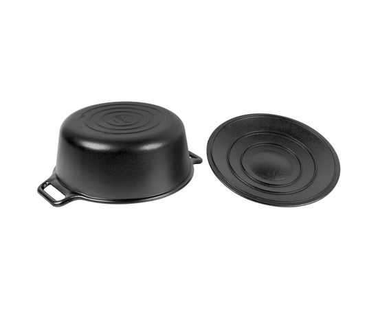 Кастрюля круглая с крышкой 30.5 см, 6.6 л, черная, чугун, Lodge, фото , изображение 4