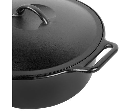 Кастрюля круглая с крышкой 30.5 см, 6.6 л, черная, чугун, Lodge, фото , изображение 6