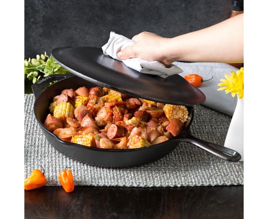 Сковорода круглая глубокая, 30 см, черная, чугун, Lodge, фото , изображение 6