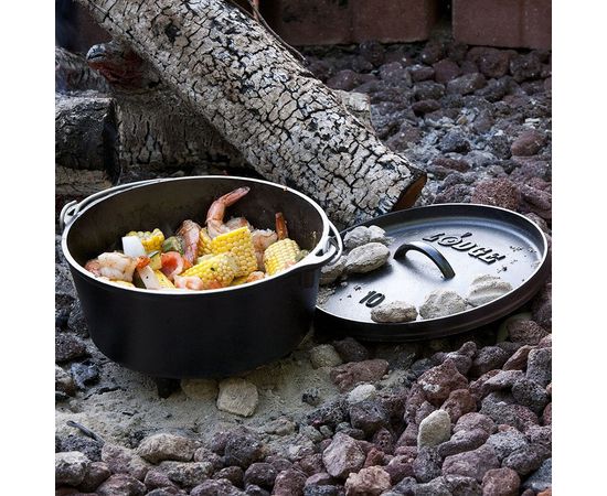 Казан, 25 см, 3.7 л, черный, чугун, Lodge, фото , изображение 3