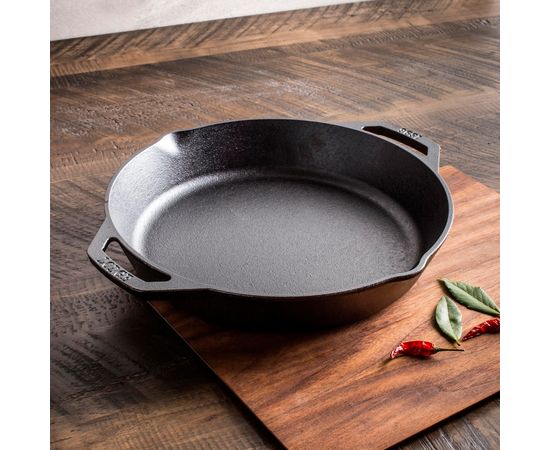 Сковорода с крышкой и двумя ручками, диаметр: 30 см, материал: чугун, стекло, L10CPGL, LODGE, США, фото , изображение 4