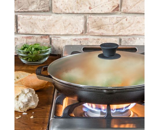 Сковорода с крышкой и двумя ручками, диаметр: 30 см, материал: чугун, стекло, L10CPGL, LODGE, США, фото , изображение 5