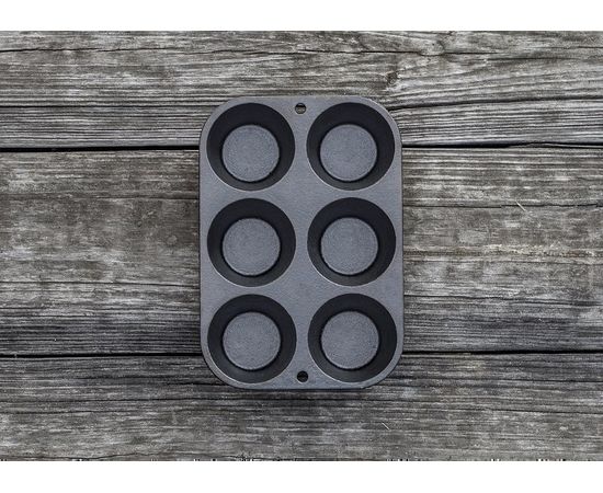 Форма для выпечки Маффинов, 6 ячеек, размер: 19,5 х 13,5 см, материал: чугун, LODGE, США, фото , изображение 3